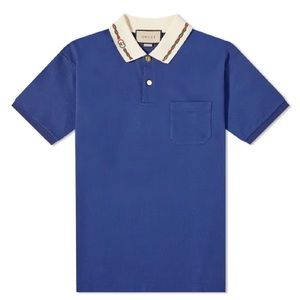 Gucci cotton piquet interlocking G polo shirt, navy, Lrg